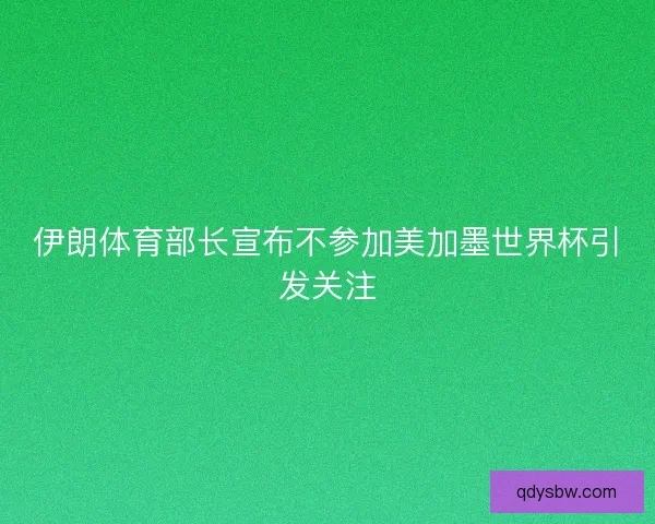 伊朗体育部长宣布不参加美加墨世界杯引发关注 伊朗体育部长宣布不参加美加墨世界杯引发关注